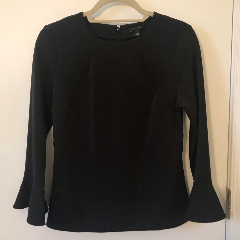 Ann Taylor, Black Bell Long Sleeve Shirt, NWT, S